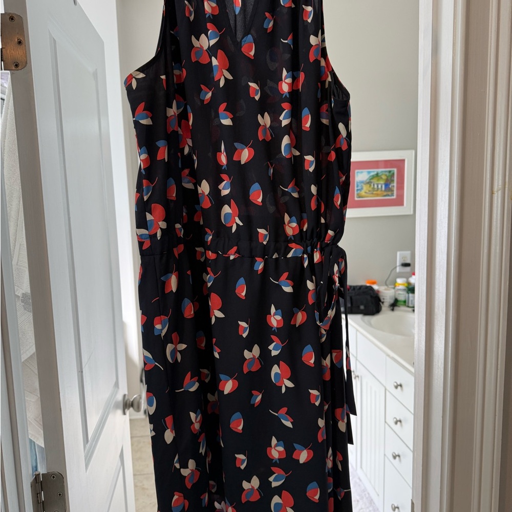 Pixley Orange and Blue Sleeveless Midi Sundress